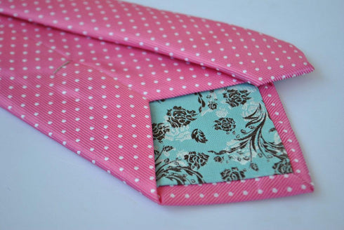 bright pink with white pin spot tie