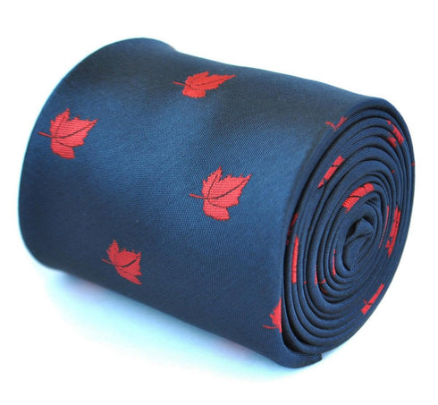 navy blue tie with canadian maple leaf design