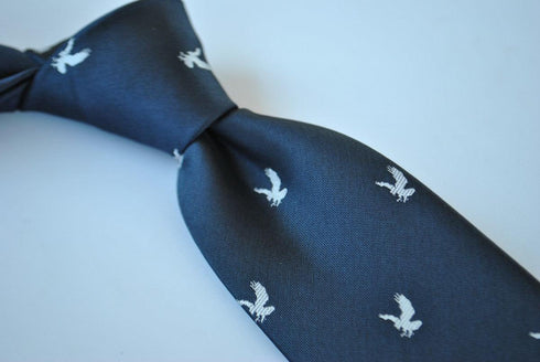 navy blue tie with eagle design