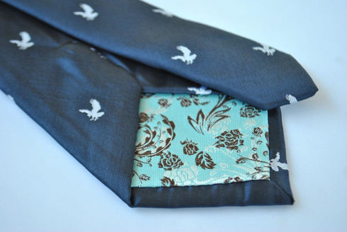 navy blue tie with eagle design