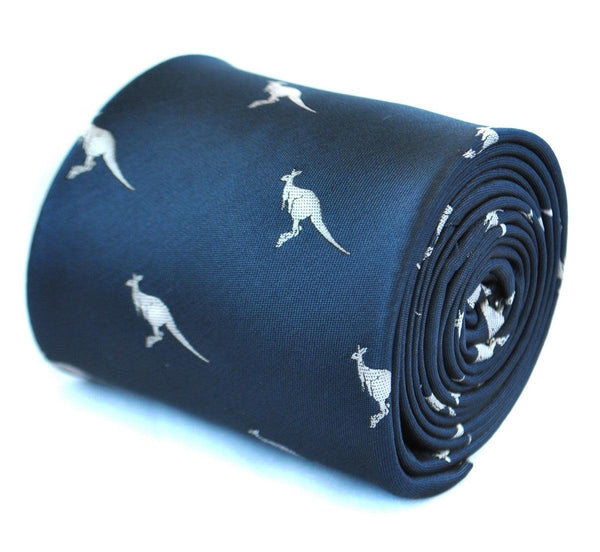 navy blue tie with kangaroo design
