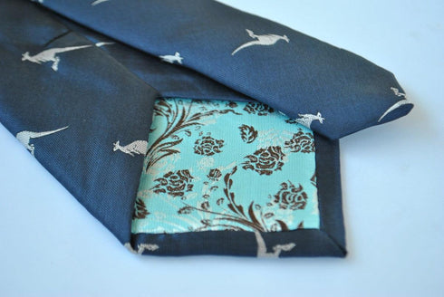 navy blue tie with kangaroo design