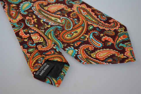 brown paisley cotton design tie