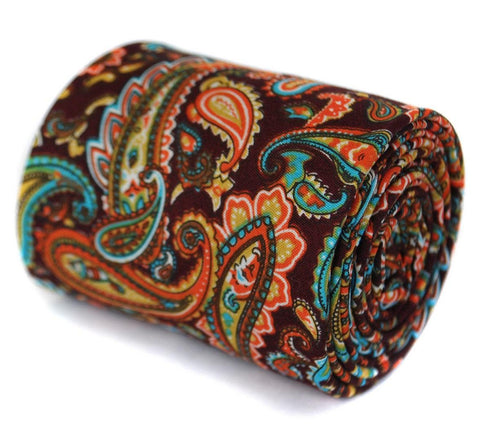 brown paisley cotton design tie