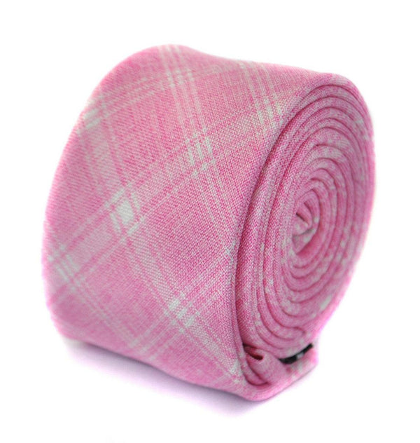 pale pink check linen tie