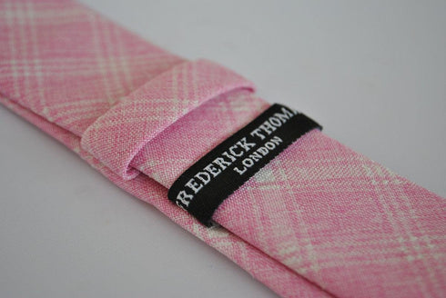 pale pink check linen tie