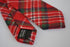 skinny red tartan check tweed wool tie