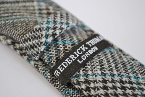 skinny grey & light blue tweed wool tie