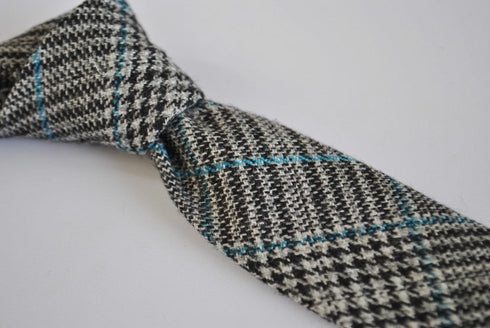 skinny grey & light blue tweed wool tie