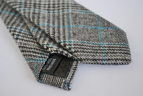 skinny grey & light blue tweed wool tie