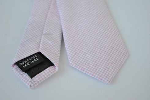 skinny pale pink dogtooth check cotton tie