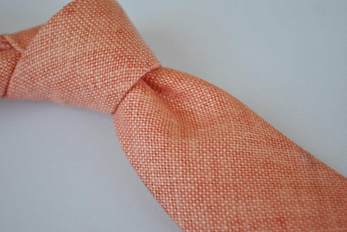 pale orange peach/pink linen tie