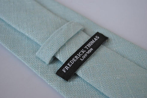 duck egg blue textured linen tie