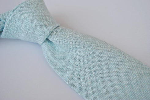duck egg blue textured linen tie