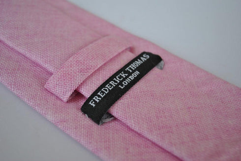plain pale pink textured linen tie