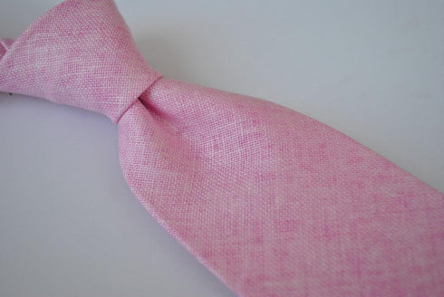 plain pale pink textured linen tie