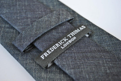 plain navy blue textured linen tie