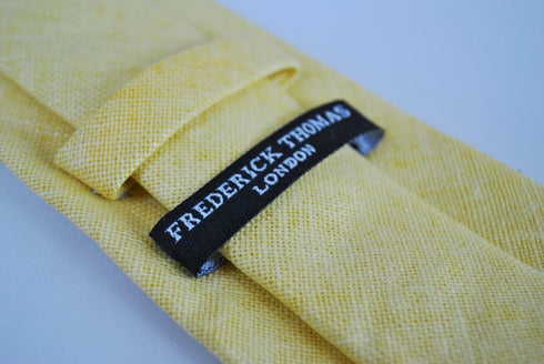 plain lemon yellow textured linen tie