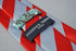 light blue and red barber stripe tie