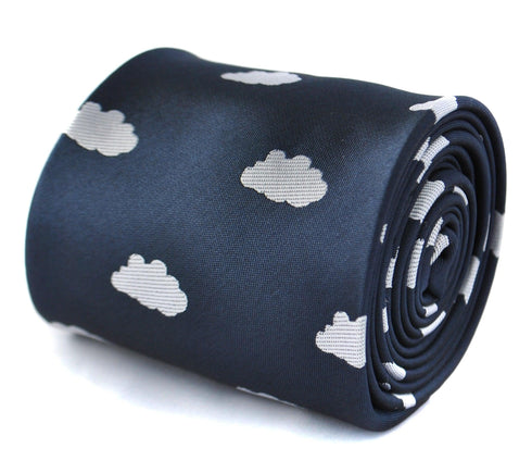 navy tie with cloud design