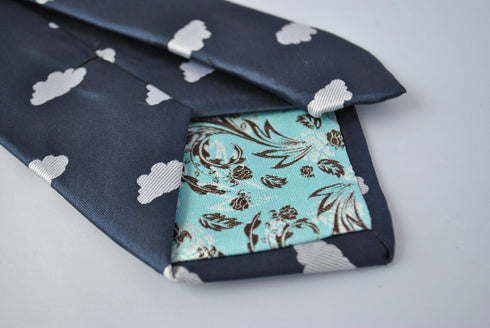 navy tie with cloud design
