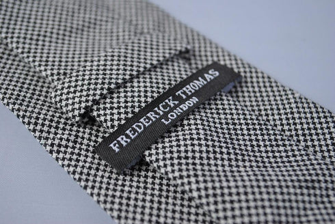 black and white dogtooth cotton textured tie