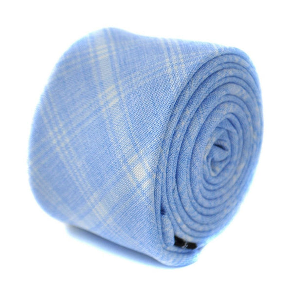 light blue check cotton tie
