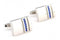 silver rectangular cufflinks with blue crystal stone
