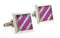 silver cufflinks with purple and crystal striped square