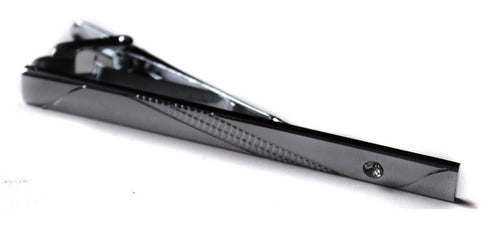 patterned silver tie clip with jewel design