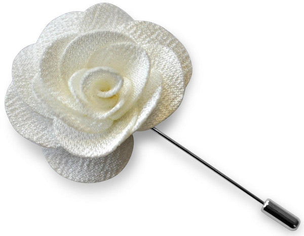 white flower lapel pin