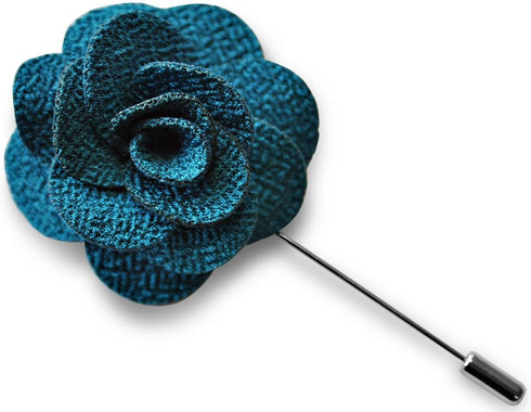 teal flower lapel pin