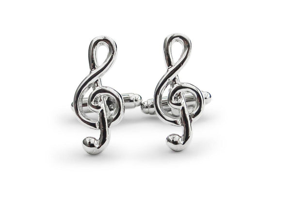 treble clef silver music note cufflinks