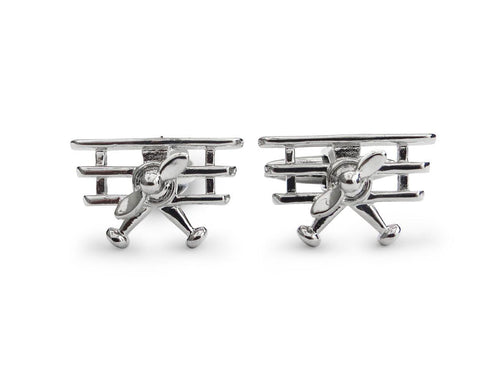 silver aeroplane cufflinks