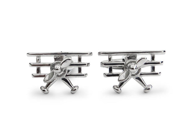 silver aeroplane cufflinks