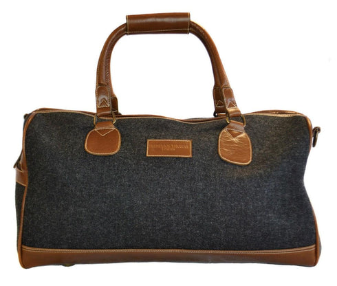 Charcoal grey tweed weekend bag