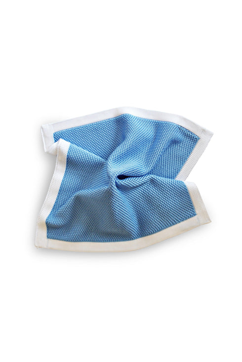 Light Blue Knitted Tie with Matching Pocket Square