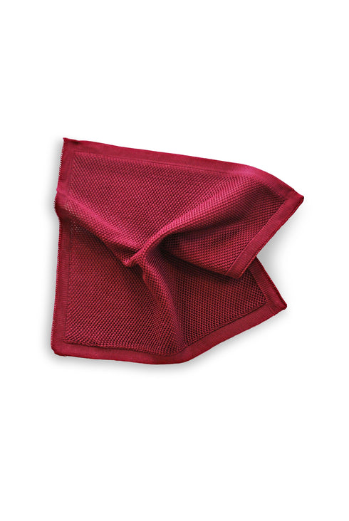 Maroon Knitted Tie with Matching Pocket Square