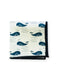 Cream Blue Whale Linen Pocket Square