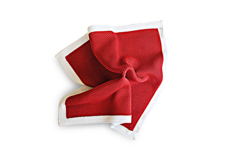 Red Knitted Tie with Matching Pocket Square