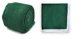 Green Knitted Tie with Matching Pocket Square