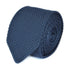 plain navy blue skinny knitted tie with pointed end