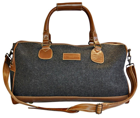 Charcoal grey tweed weekend bag