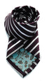 purple and white double stripe striped tie