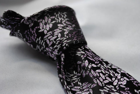 black and purple floral wedding tie