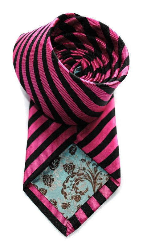 neon pink and black striped tie
