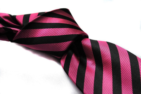 neon pink and black striped tie
