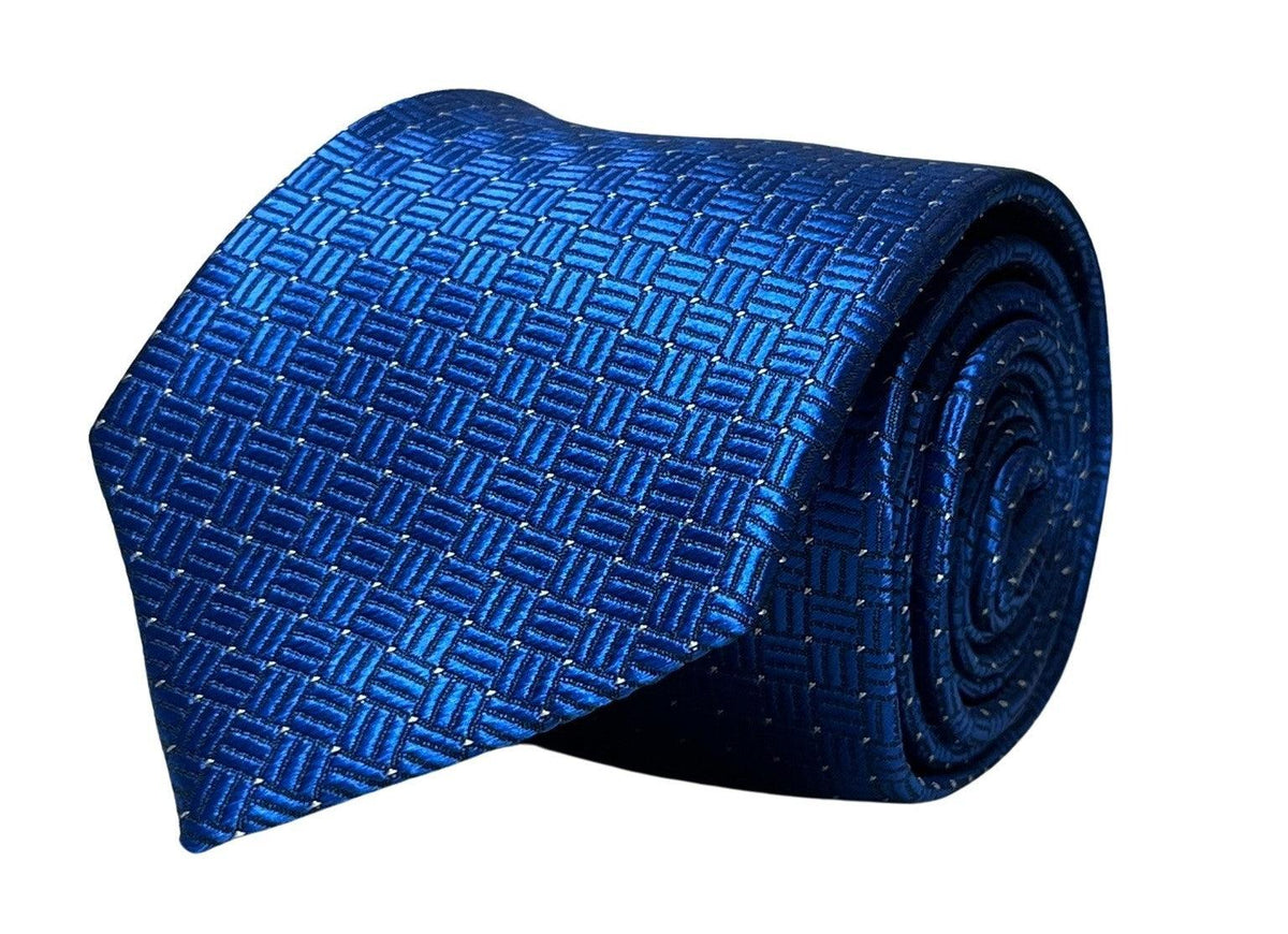 Electric Bright Blue Tie With Squared Pin Spot Design – Frederick 