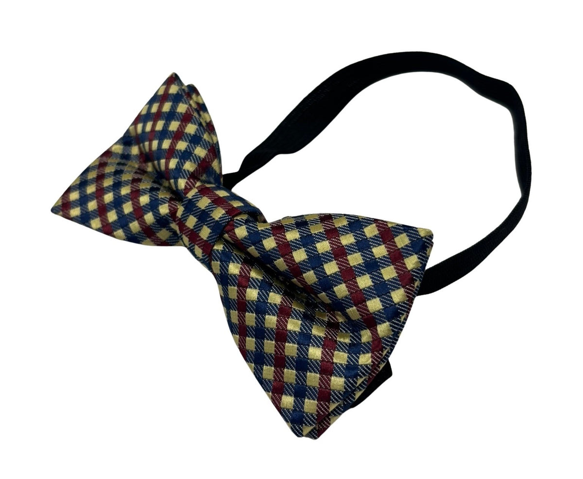 cream, blue & red gingham check design children's bow tie by Frederick ...