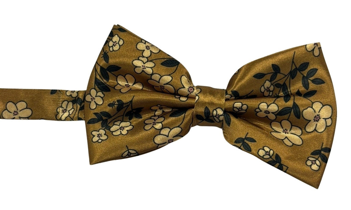 gold mustard adult bow tie with floral design by Frederick Thomas ...